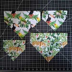 Tropical Birds Cheetah Reversible Over the Collar Dog Bandanas Small